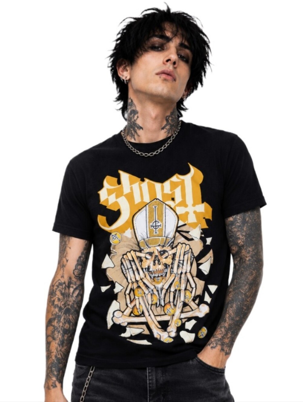 Ghost Papa Emeritus IV Bones Pentagram T-Shirt